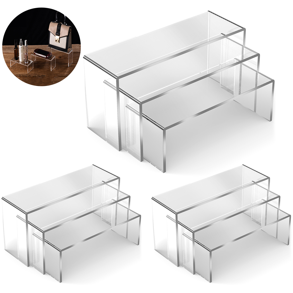 Display Risers Set - 3/6/9 szt. Akrylowy Stojak Ekspozycyjny Półka